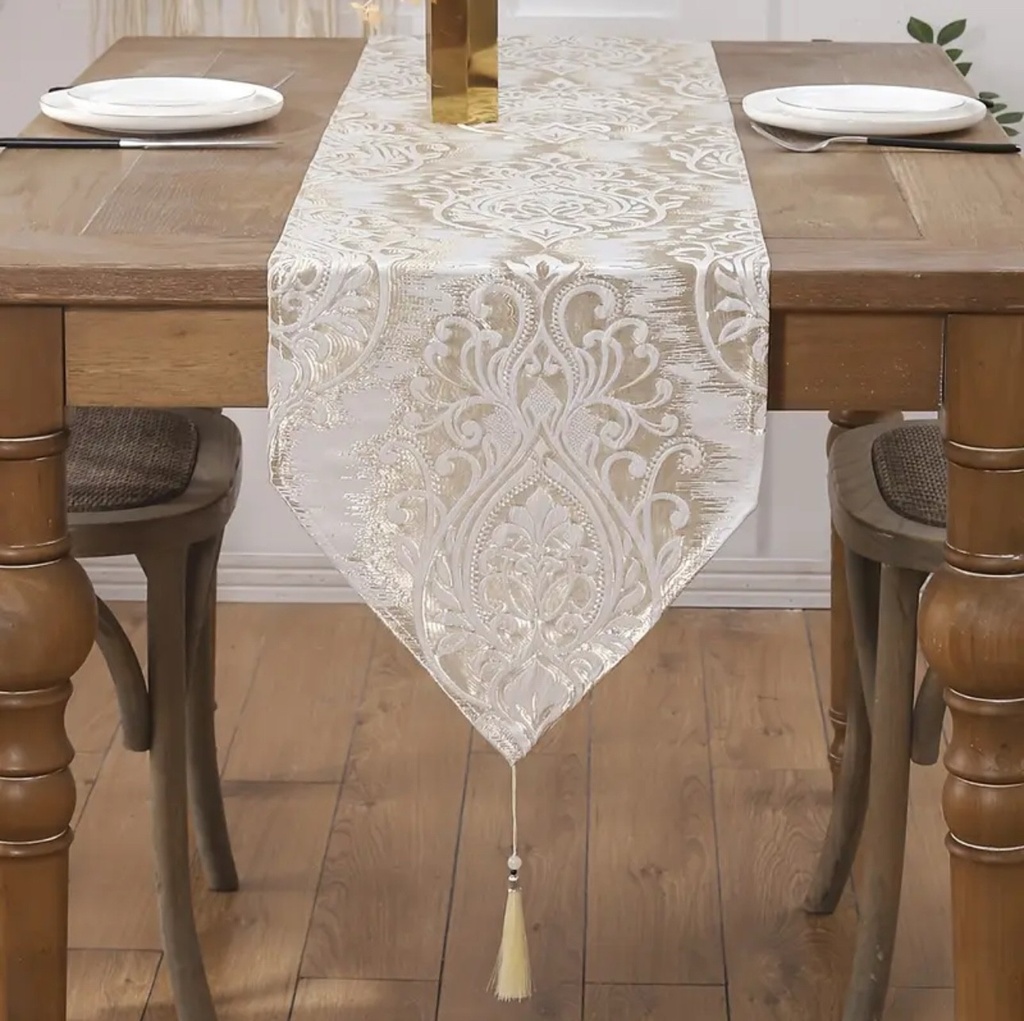 CAMINO DE MESA DORADO/BEIGE 33X90CM