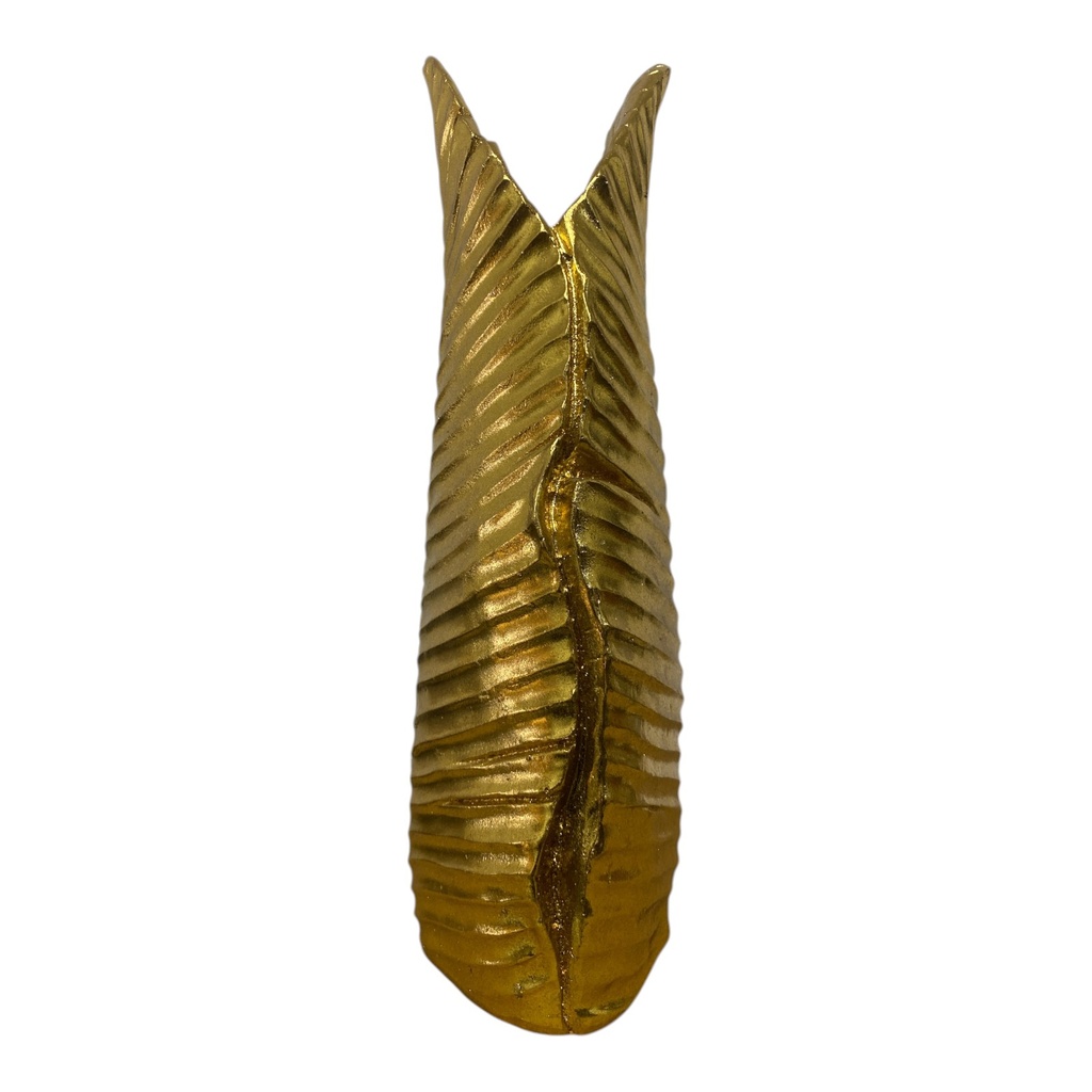FLORERO FORMA DE HOJA DORADO 11X37X17