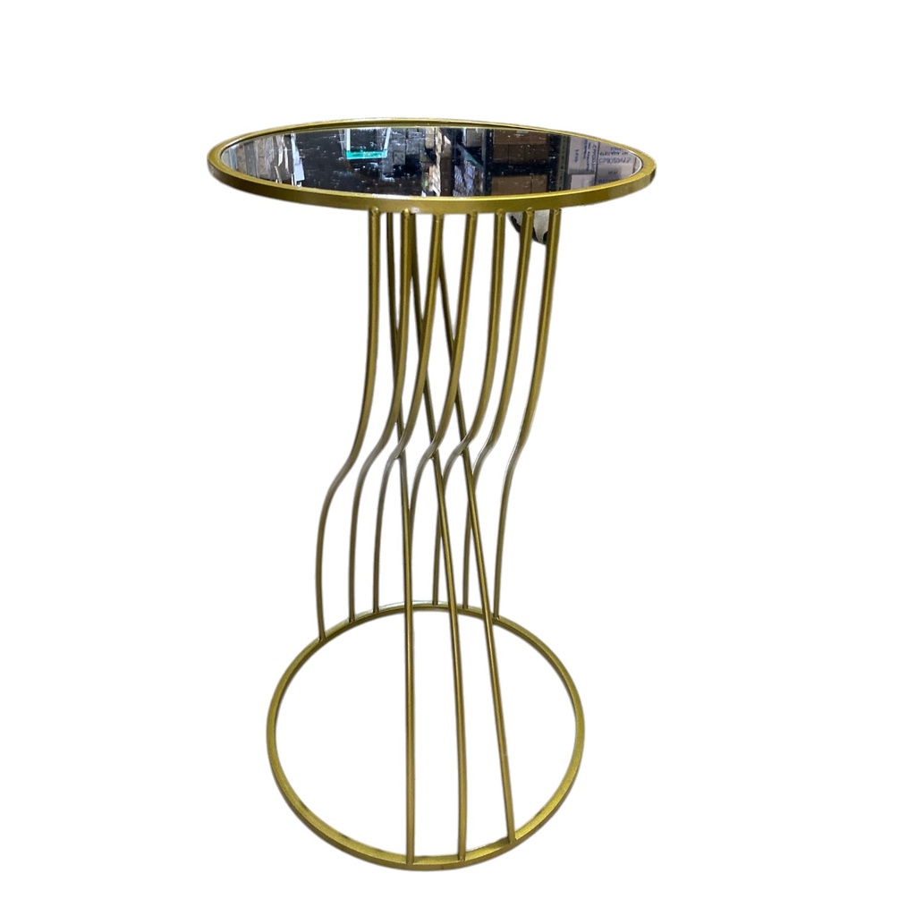 MESA ESQUINERA METALICA BASE DE ESPEJO, 38X68CM