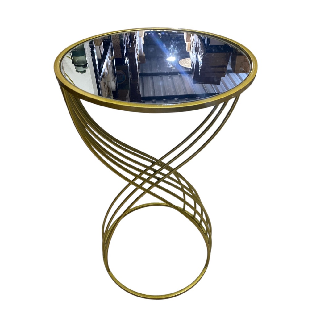 MESA ESQUINERA METALICA BASE DE ESPEJO, 38X68CM