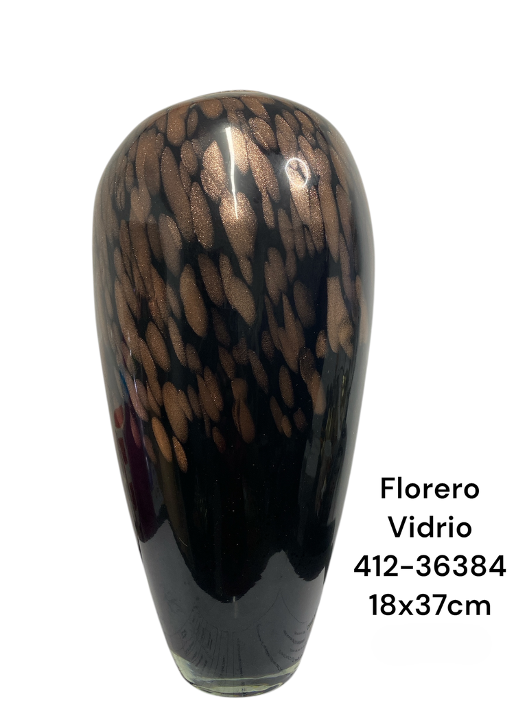 FLORERO DE VIDRIO NEGRO/CHANPAGNE 17X37CM