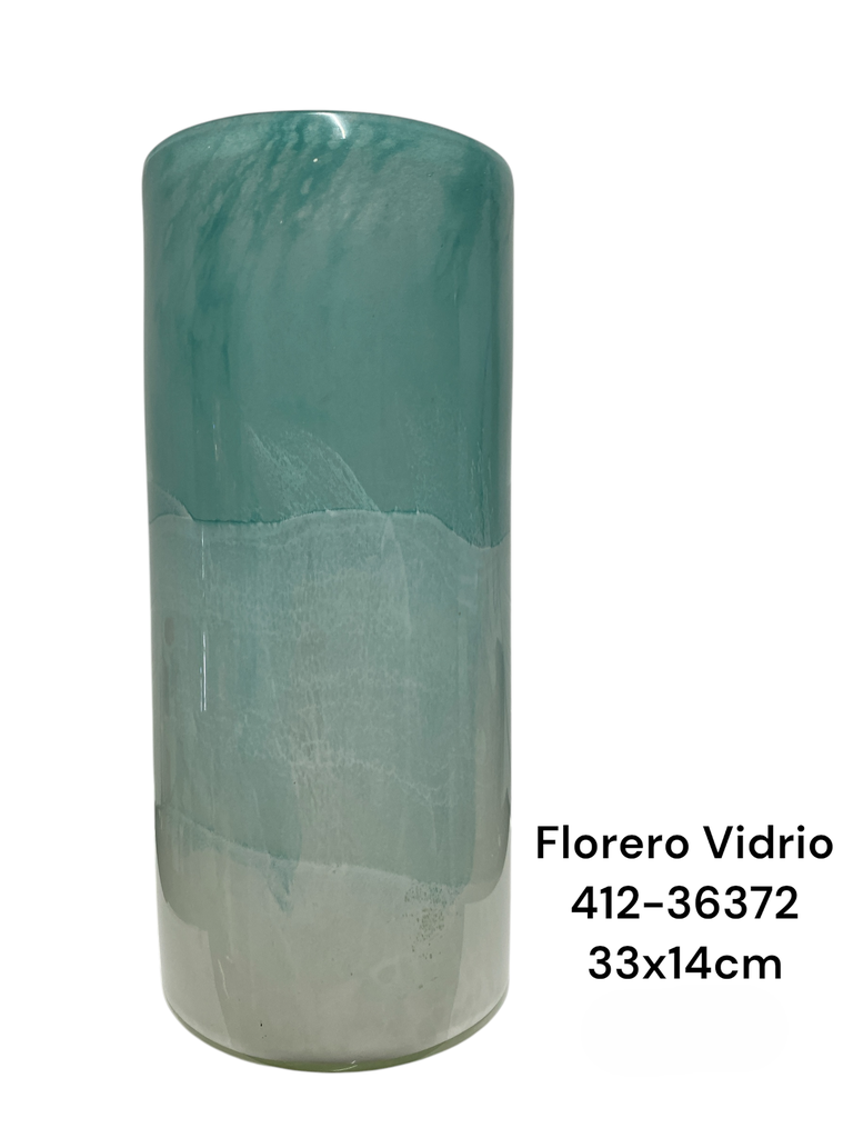 FLORERO VIDRIO TURQUEZA 33X14CM