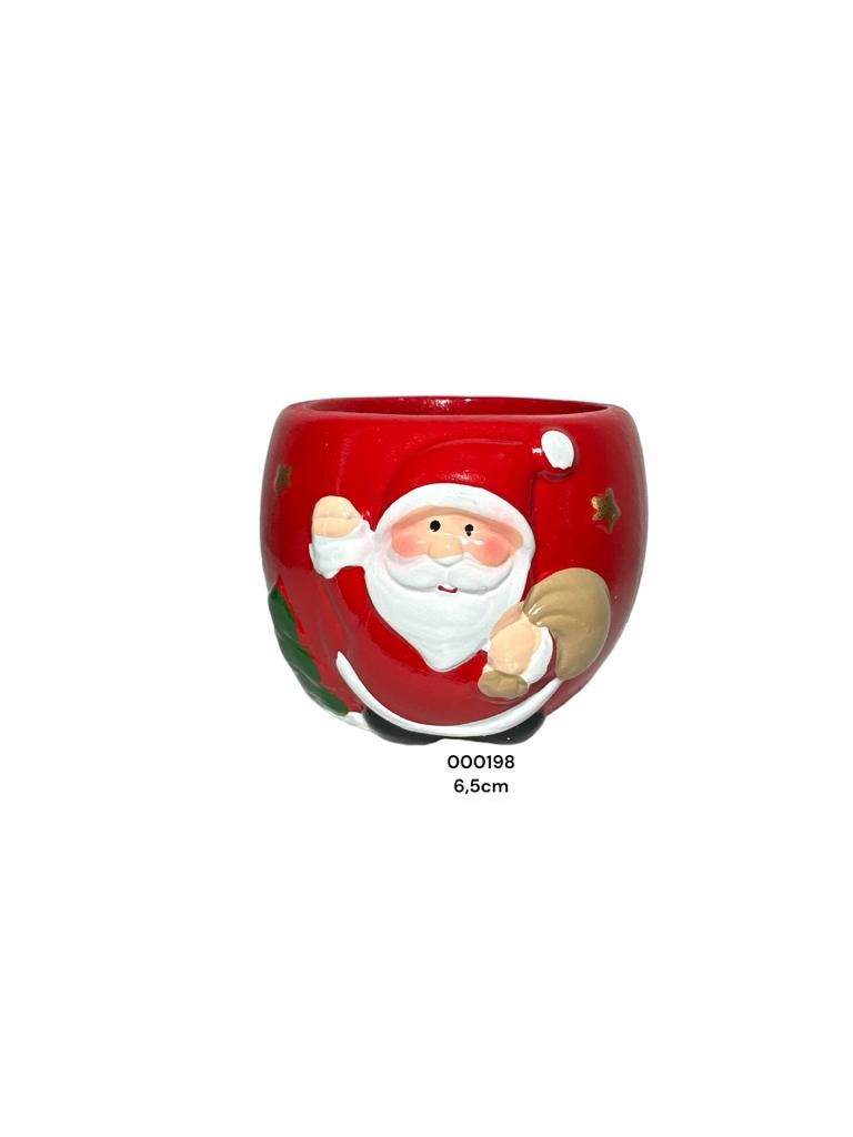 NAVIDAD CERAMICA/ MACETA ROJA PAPA NOEL 6.5CM