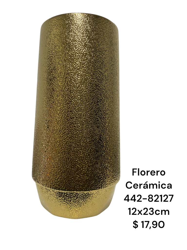 FLORERO CERAMICA DORADO 12X23CM