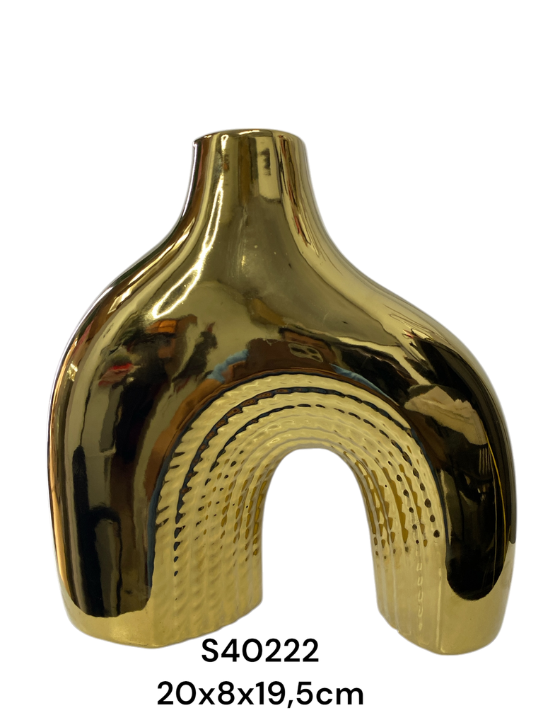 S40222 FLORERO PORCELANA DORADO 20X8X19.5CM