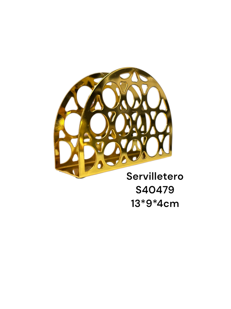 S40479 SERVILLETERO METALICO DORADO 13X9.5CM