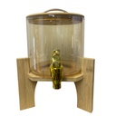 DISPENSADOR 2.6 LITROS. VIDRIO BASE DE MADERA CON TAPA HERMETICA 24X28CM
