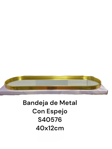 [S40576] BANDEJA DE METAL CON ESPEJO 40X12CM