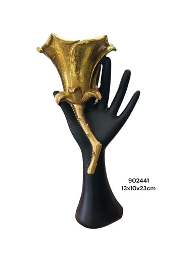 [902441] FIGURA MANO CON FLOR DORADA REF:ES22065 (13X23CM)