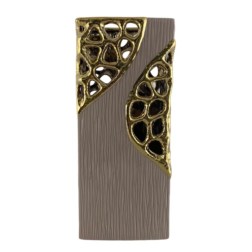 [441-648026] FLORERO ARENA/DORADO CUADRADO 15*10*33CM