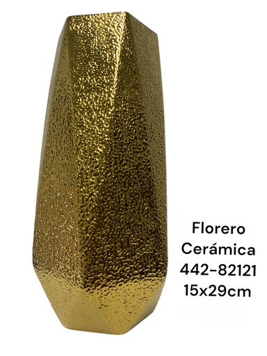 [442-82121] FLORERO CERAMICA DORADO 15X29CM