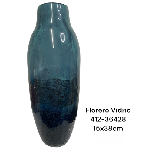 [412-36428] FLORERO DE VIDRIO TURQUEZA 15X38CM