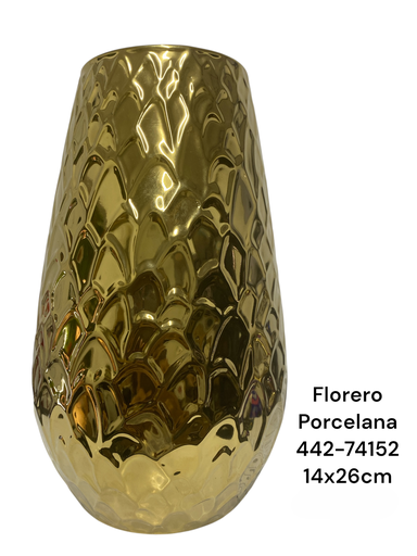[442-74152] FLORERO PORCELANA DORADO 14X26CM