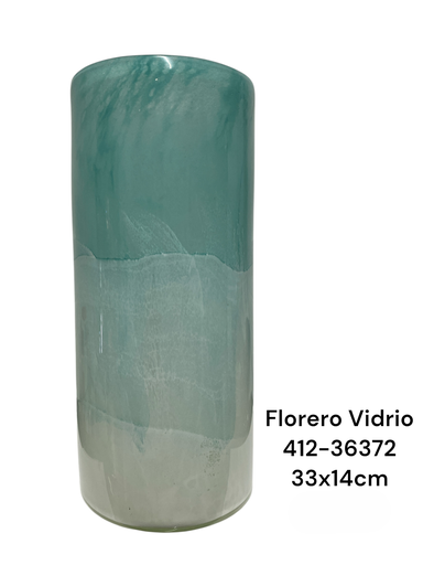 [412-36372] FLORERO VIDRIO TURQUEZA 33X14CM