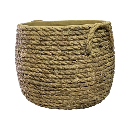 [8679813517757] MACETA DE CERAMICA TEJIDA CAFE 21X16.5CM