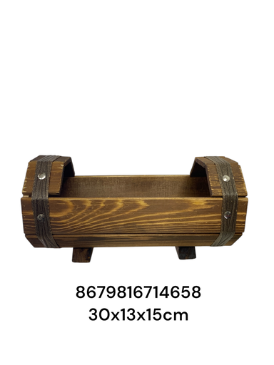 [8679816714658] MACETA BARRIL MADERA 30X13X15CM
