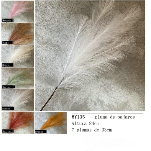 [MY135] PAMPAS GRASS 85CM 7 PLUMAS DE 33CM