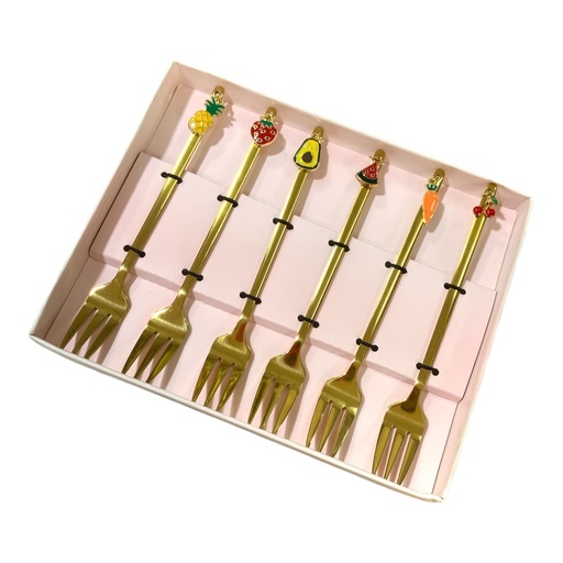 [SAN674] SET DE 6 TENEDORES DE ACERO VEGETALES