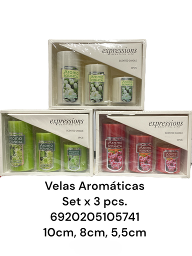 [6920205105741] VELA AROMATICA SETX3 10, 8, 5.5CM
