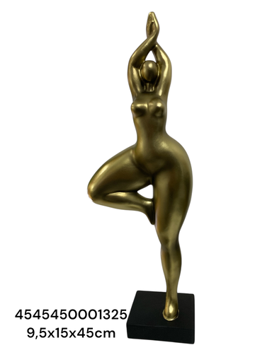 [4545450001325] CS8180029 ESCULTURA MUJER BOTERO DORADO 9.5X15X45CM
