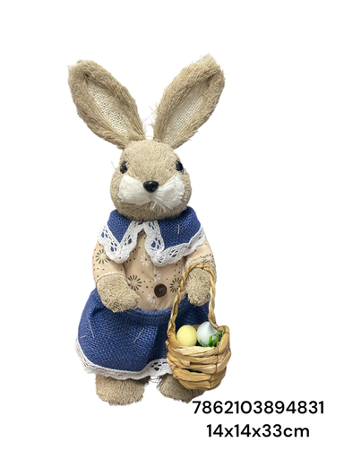 [7862103894831] CONEJA CON CANASTA AZUL 14X14X33CM