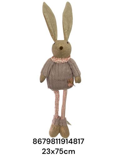 [8679811914817] CONEJO PASCUA ROSADO PIERNAS LARGAS 23X75CM