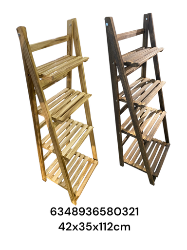 [6348936580321] IC580-32 PORTA MACETAS MADERA 4 PISOS 42X35X112CM